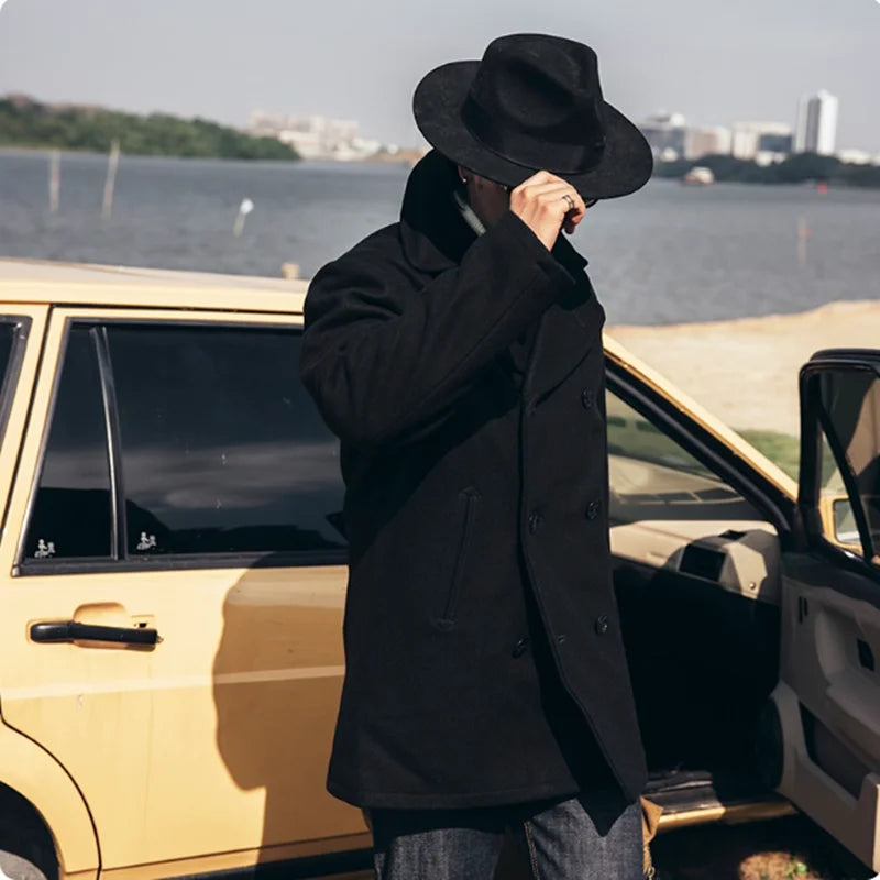 Peacoat Jacket in Lana Us Navy