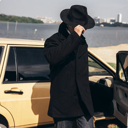 Peacoat Jacket in Lana Us Navy