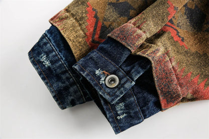Giacca in Denim Patchwork Navajo Western
