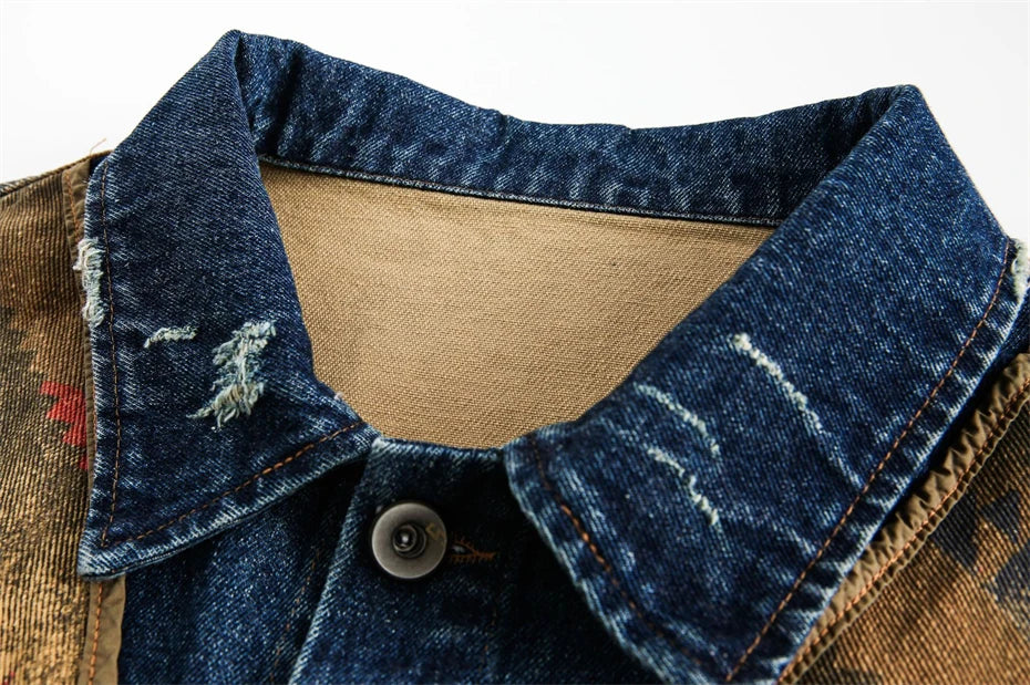 Giacca in Denim Patchwork Navajo Western