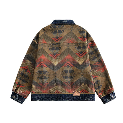 Giacca in Denim Patchwork Navajo Western