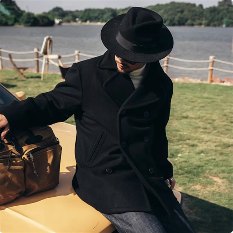 Peacoat Jacket in Lana Us Navy