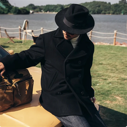 Peacoat Jacket in Lana Us Navy