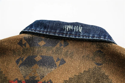 Giacca in Denim Patchwork Navajo Western