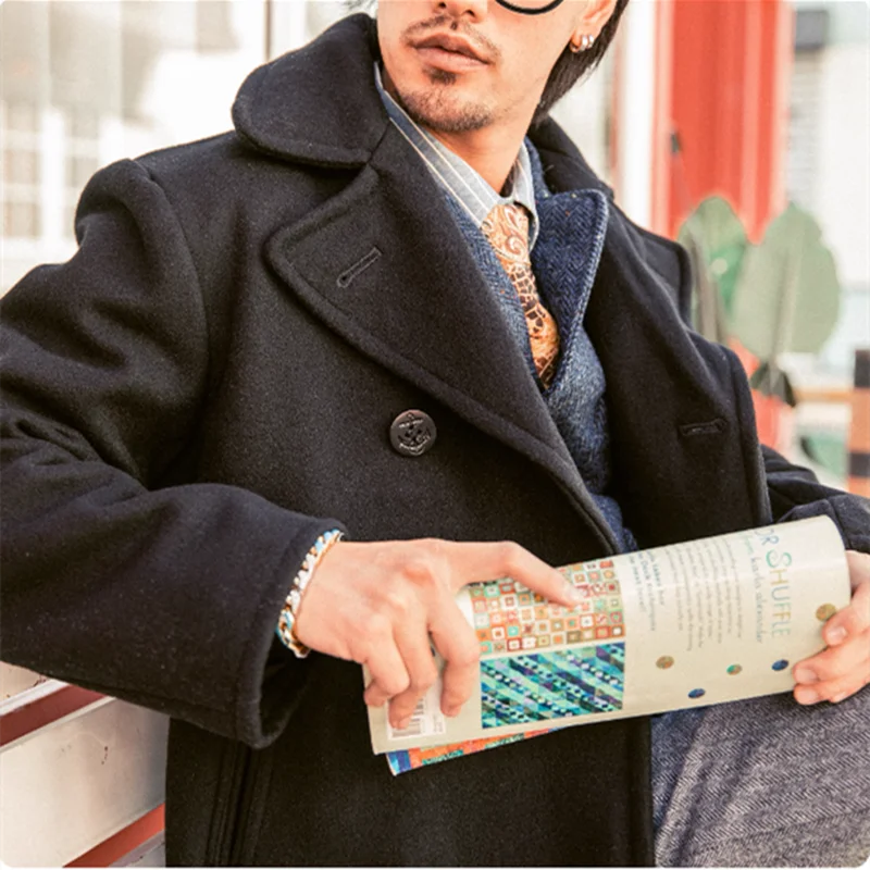 Peacoat Jacket in Lana Us Navy