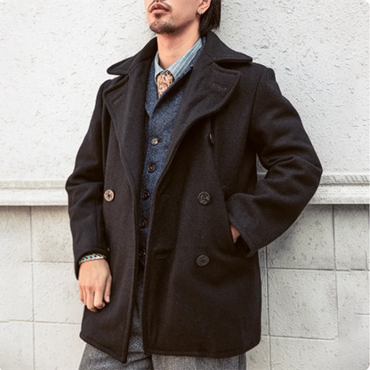Peacoat Jacket in Lana Us Navy