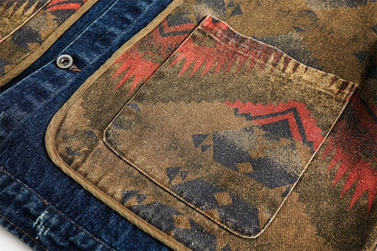 Giacca in Denim Patchwork Navajo Western