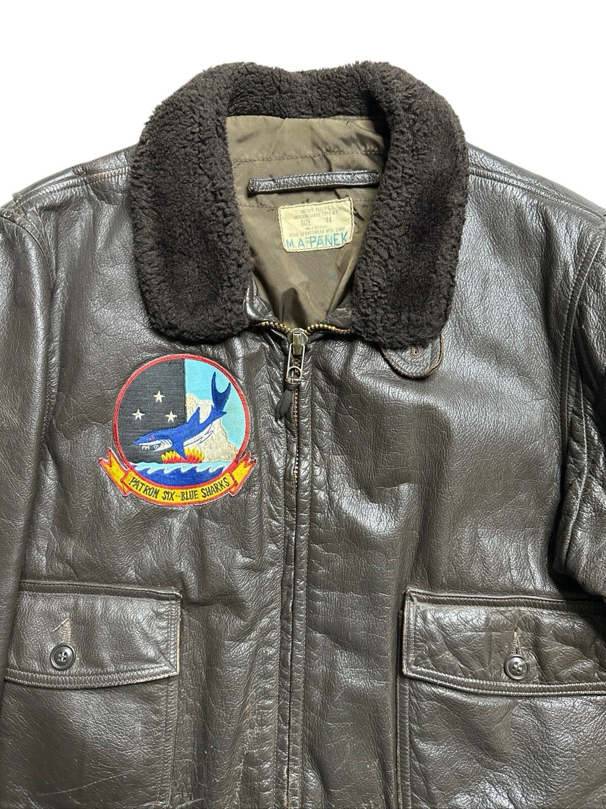 Giacca G1 Pelle Nera Militare Vintage - Taglia 44 | Six Blue Sharks