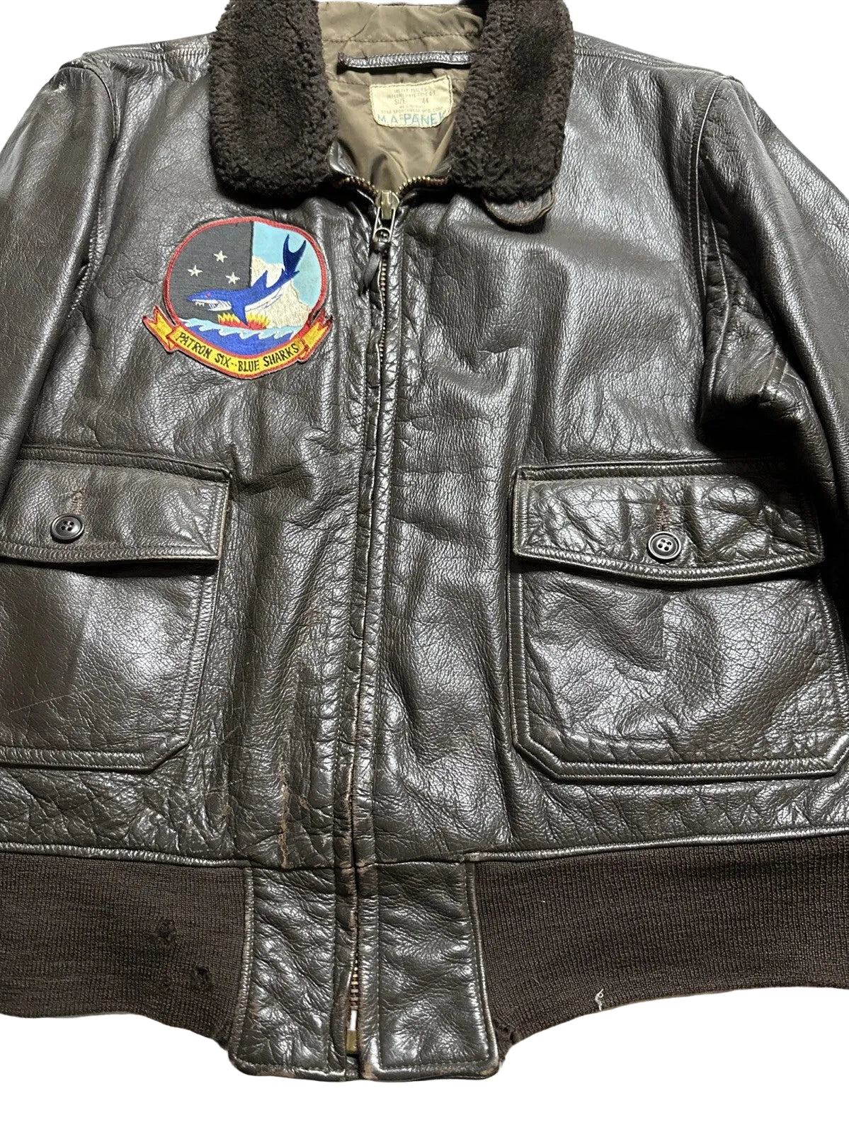 Giacca G1 Pelle Nera Militare Vintage - Taglia 44 | Six Blue Sharks