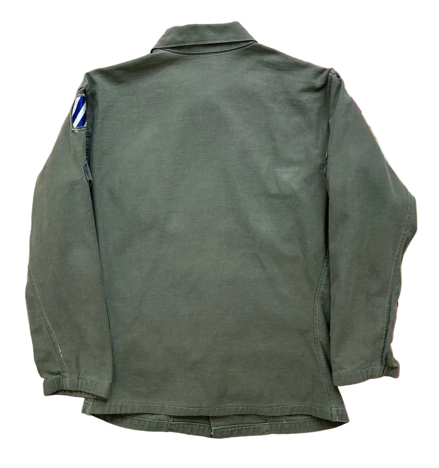 Vintage 60s US Army OG 107 Utility Shirt Patched Vietnam Era