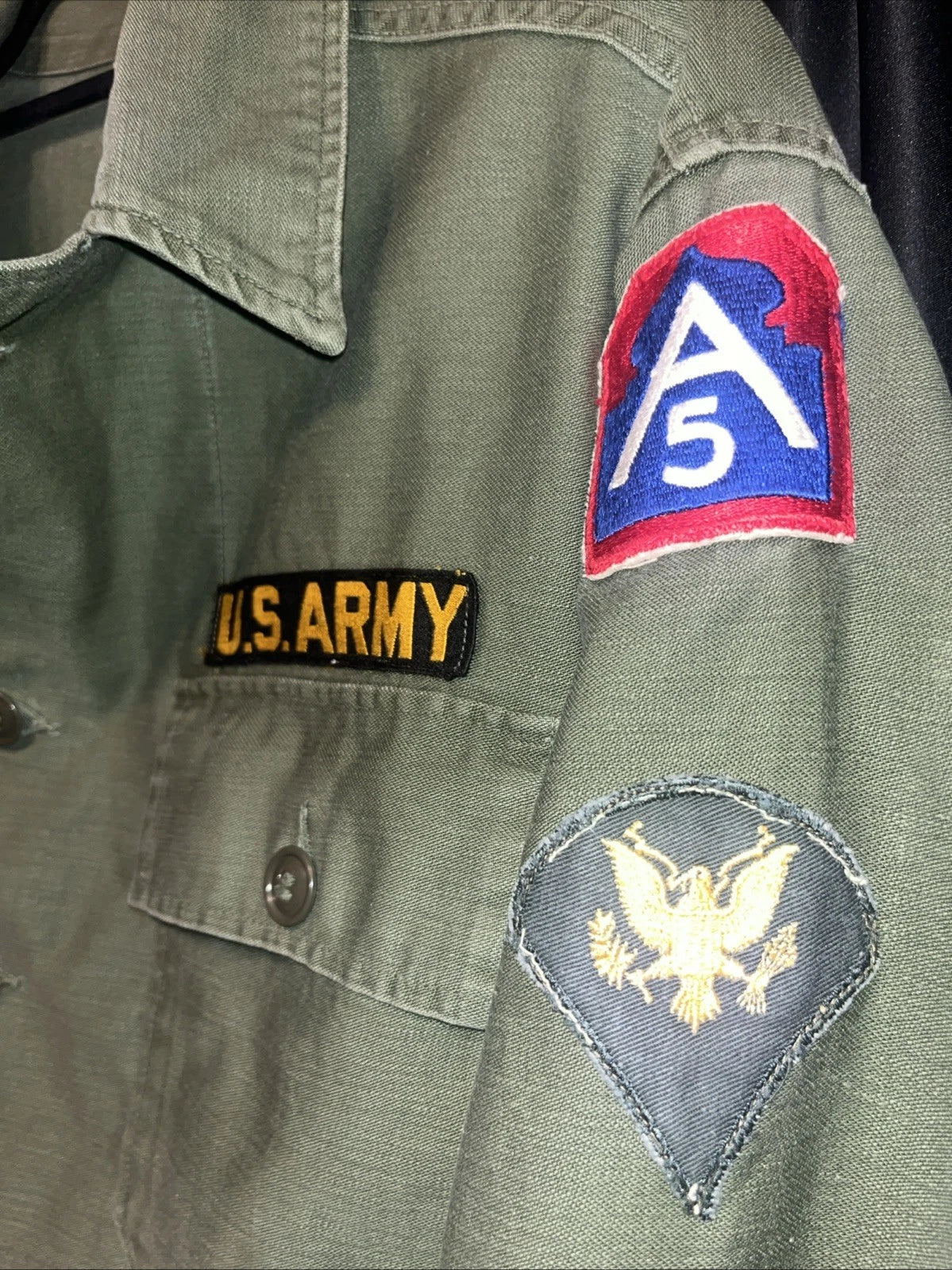 US Army OG-107 Utility Shirt Vietnam Era 5th Army Patched